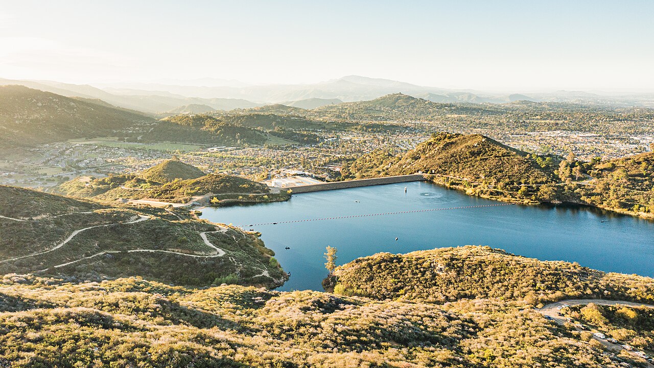 Dixon Lake, Escondido — sunrise aerial