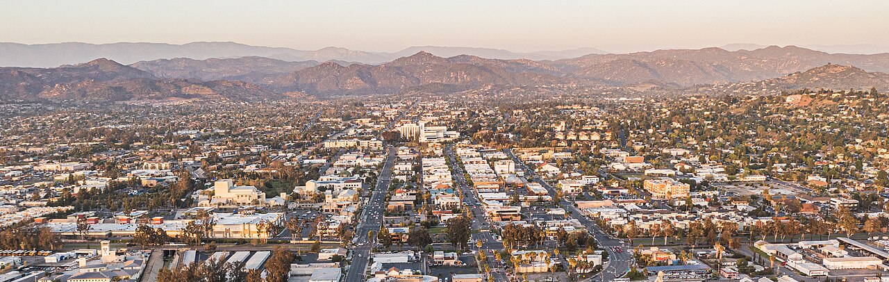 Aerial view of Downtown Escondido and Grand Avenue